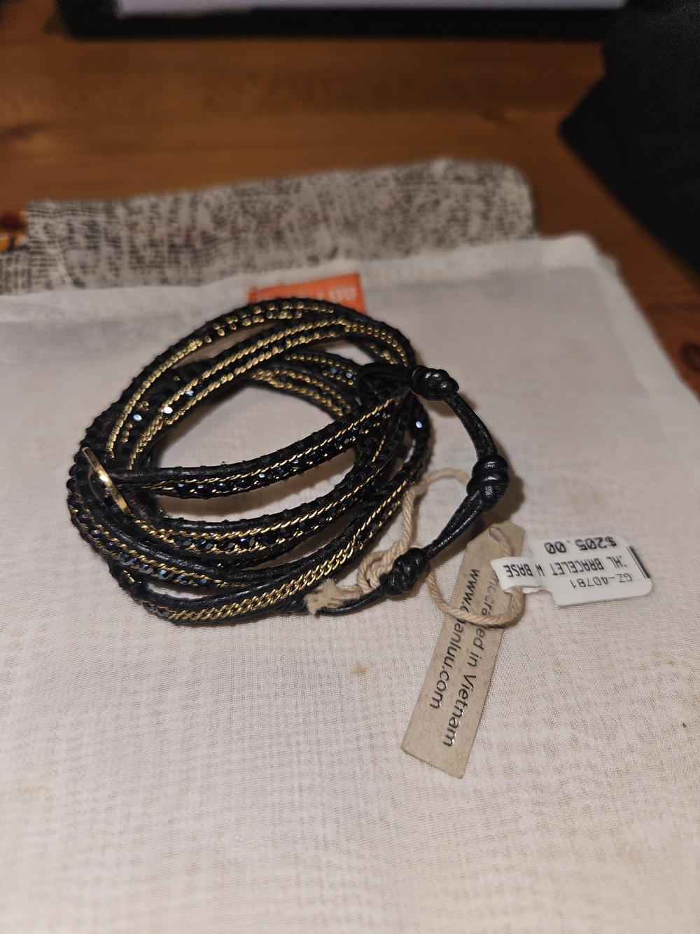 Chan Luu Black and Gold Multi-Strand Wrap Bracelet - Picture 2 of 3